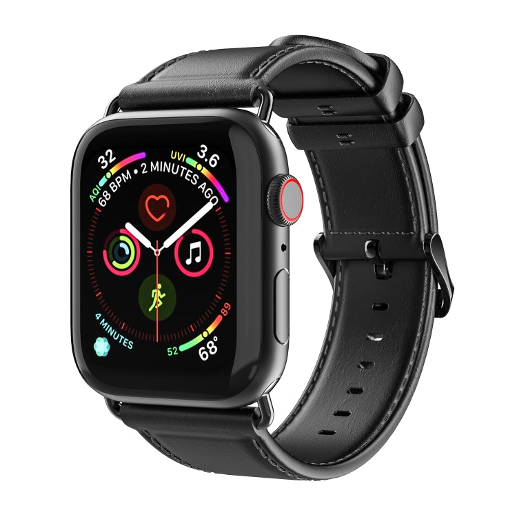 For Apple Watch Ultra 2 49mm DUX DUCIS Business Genuine Leather Watch Strap(Black) - Watch Bands by DUX DUCIS | Online Shopping UK | buy2fix