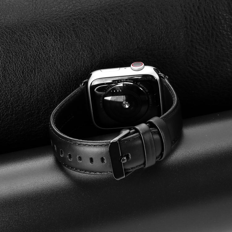 For Apple Watch SE 40mm DUX DUCIS Business Genuine Leather Watch Strap(Black) - Watch Bands by DUX DUCIS | Online Shopping UK | buy2fix