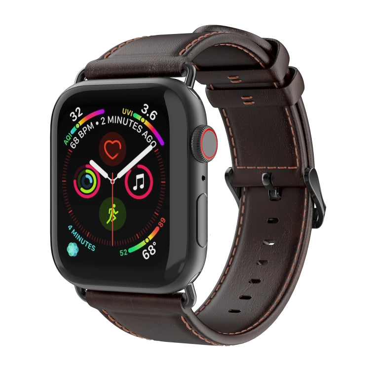 For Apple Watch Series 3 38mm DUX DUCIS Business Genuine Leather Watch Strap(Coffee) - Watch Bands by DUX DUCIS | Online Shopping UK | buy2fix