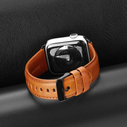 For Apple Watch Series 10 46mm DUX DUCIS Business Genuine Leather Watch Strap(Khaki) - Watch Bands by DUX DUCIS | Online Shopping UK | buy2fix