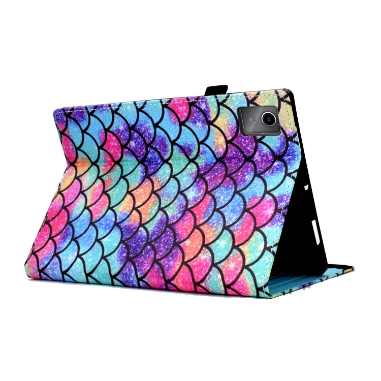 For Lenovo Tab M11 / Xiaoxin Pad 11 2024 Colored Drawing Stitching Elastic Band Leather Smart Tablet Case(Wavy Pattern) - Lenovo by buy2fix | Online Shopping UK | buy2fix