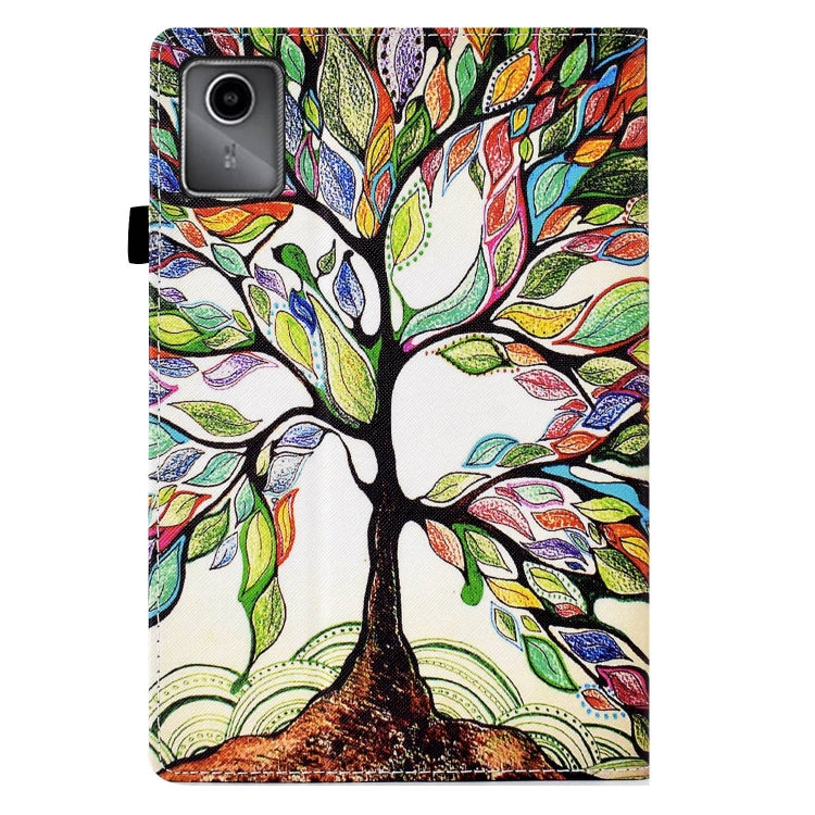 For Lenovo Tab M11 / Xiaoxin Pad 11 2024 Colored Drawing Stitching Elastic Band Leather Smart Tablet Case(Life Tree) - Lenovo by buy2fix | Online Shopping UK | buy2fix