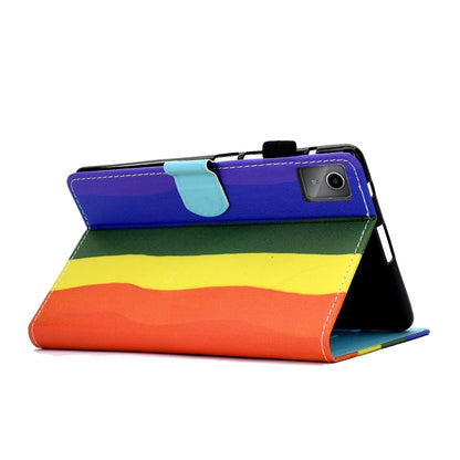 For Lenovo Tab M11 / Xiaoxin Pad 11 2024 Colored Drawing Sewing Pen Slot Leather Tablet Case(Rainbow) - Lenovo by buy2fix | Online Shopping UK | buy2fix