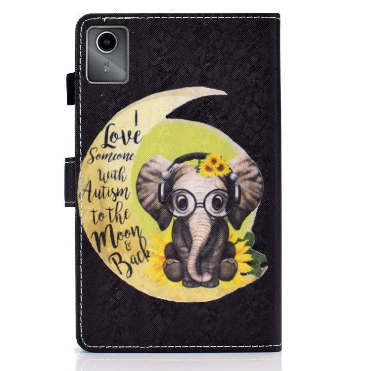 For Lenovo Tab M11 / Xiaoxin Pad 11 2024 Colored Drawing Sewing Pen Slot Leather Tablet Case(Moon Baby Elephant) - Lenovo by buy2fix | Online Shopping UK | buy2fix