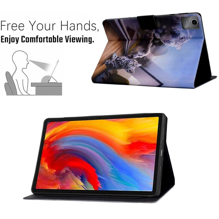 For Lenovo Tab M11 / Xiaoxin Pad 11 2024 Colored Drawing Smart Leather Tablet Case(Cat and Tiger) - Lenovo by buy2fix | Online Shopping UK | buy2fix