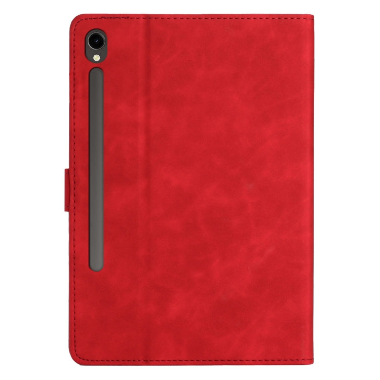 For Samsung Galaxy Tab S9 X710/X716B/X718U Coconut Tree Embossed Smart Leather Tablet Case(Red) - Galaxy Tab S9 Cases by buy2fix | Online Shopping UK | buy2fix