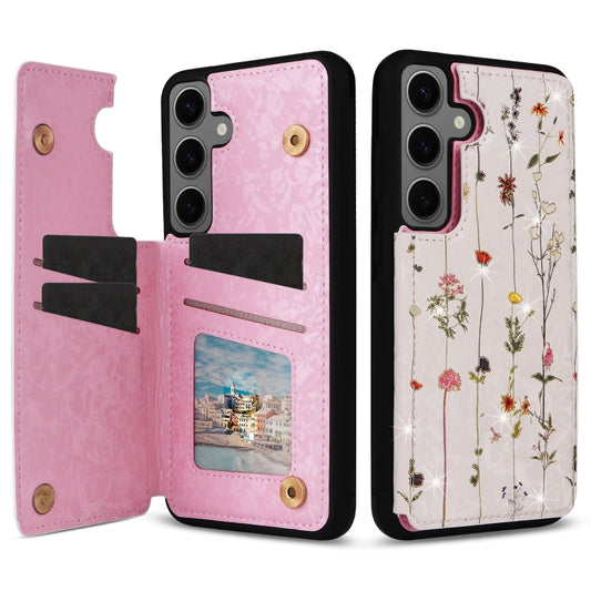 For Samsung Galaxy S25+ 5G Printed Double Buckle RFID Anti-theft Phone Case(Dried Flower World) - Galaxy S25+ 5G Cases by buy2fix | Online Shopping UK | buy2fix