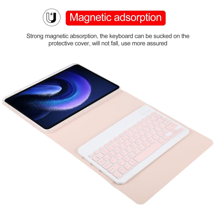 For Xiaomi Pad 6 Square Button Backlight Bluetooth Keyboard Rotatable Holder Leather Case(Rose Gold) - Others Keyboard by buy2fix | Online Shopping UK | buy2fix
