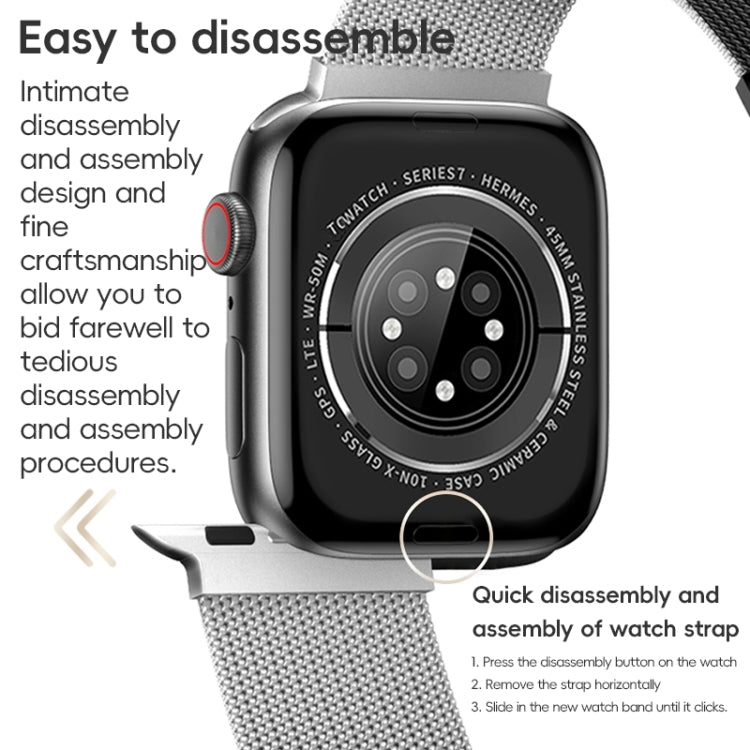 For Apple Watch Series 6 44mm ZGA Milanese Magnetic Metal Watch Band(Silver) - Watch Bands by ZGA | Online Shopping UK | buy2fix