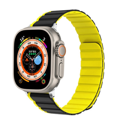 For Apple Watch Ultra 49mm ZGA Two Color Magnetic Silicone Watch Band(Grey+Yellow) - Watch Bands by ZGA | Online Shopping UK | buy2fix