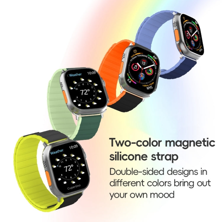 For Apple Watch Series 7 45mm ZGA Two Color Magnetic Silicone Watch Band(Grey+Yellow) - Watch Bands by ZGA | Online Shopping UK | buy2fix