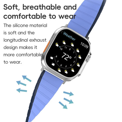 For Apple Watch SE 2022 44mm ZGA Two Color Magnetic Silicone Watch Band(Dark Blue+Light Blue) - Watch Bands by ZGA | Online Shopping UK | buy2fix