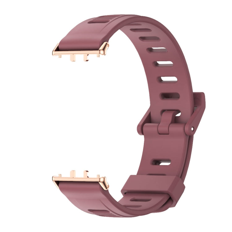 For Samsung Galaxy Fit 3 Mijobs Flat Hole Silicone Watch Band(Wine Red+Rose Gold) - Watch Bands by MIJOBS | Online Shopping UK | buy2fix