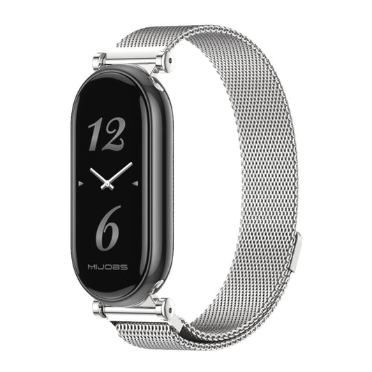 For Xiaomi Mi Band 8 / 9 / 9 NFC Mijobs GT4 Milan Magnetic Metal Watch Band(Silver) - Watch Bands by MIJOBS | Online Shopping UK | buy2fix