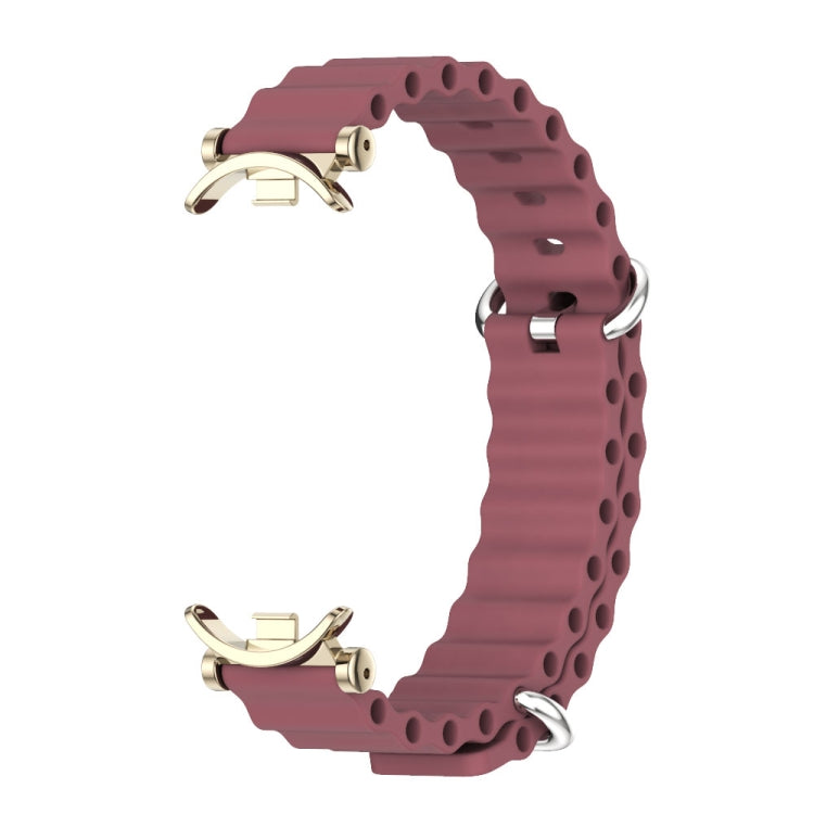 For Xiaomi Mi Band 8 / 9 / 9 NFC Mijobs GT4 Marine Silicone Breathable Watch Band(Wine Red Light Gold) - Watch Bands by MIJOBS | Online Shopping UK | buy2fix