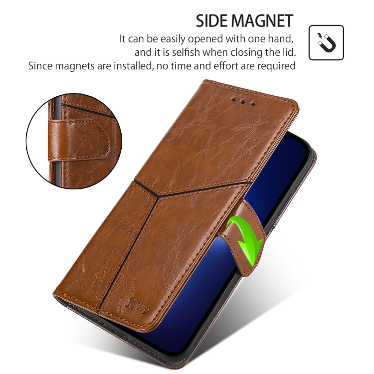 For Motorola Moto G Play 4G 2024 Geometric Stitching Leather Phone Case(Light Brown) - Motorola Cases by buy2fix | Online Shopping UK | buy2fix