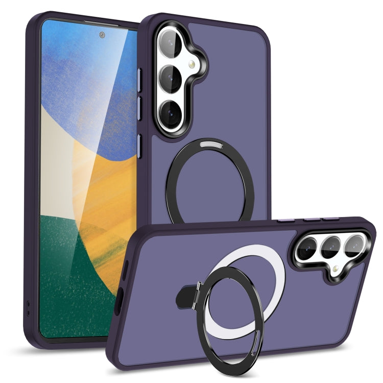 For Samsung Galaxy S23 5G MagSafe Holder Skin-feel PC Hybrid TPU Phone Case(Dark Purple) - Galaxy S23 5G Cases by buy2fix | Online Shopping UK | buy2fix