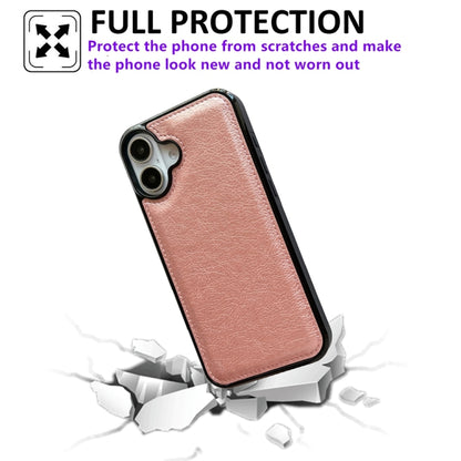 For iPhone 16 Plus Cowhide Texture Back Cover Phone Case(Rose Gold) - iPhone 16 Plus Cases by buy2fix | Online Shopping UK | buy2fix