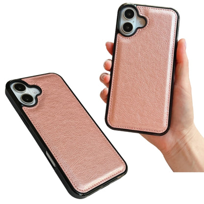 For iPhone 16 Plus Cowhide Texture Back Cover Phone Case(Rose Gold) - iPhone 16 Plus Cases by buy2fix | Online Shopping UK | buy2fix