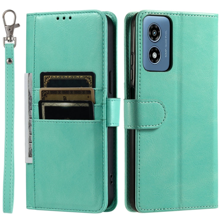 For Motorola Moto G Play 2024 Simple 6-Card Wallet Leather Phone Case(Green) - Motorola Cases by buy2fix | Online Shopping UK | buy2fix