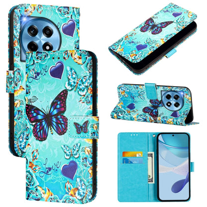 For OnePlus 12 5G Global Colored Drawing Pattern Plain Weave Leather Phone Case(Caring Butterfly) - OnePlus Cases by buy2fix | Online Shopping UK | buy2fix