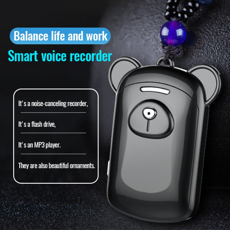 JNN Q6 Bear Smart Noise Cancelling Voice Recorder, Memory:16GB(Black) - Recording Pen by JNN | Online Shopping UK | buy2fix