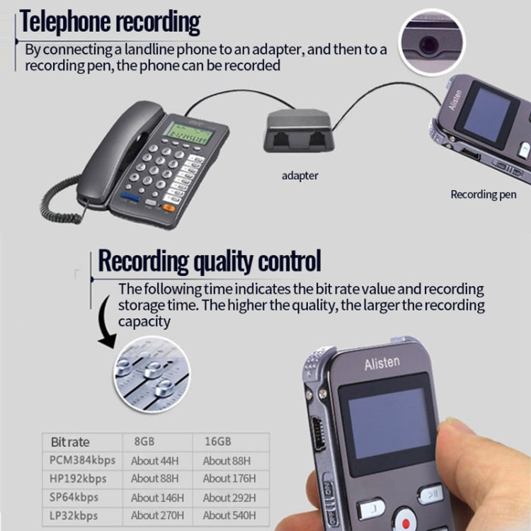 JNN X26 Mini Portable Voice Recorder with OLED Screen, Memory:16GB(Metal Gray) - Recording Pen by JNN | Online Shopping UK | buy2fix