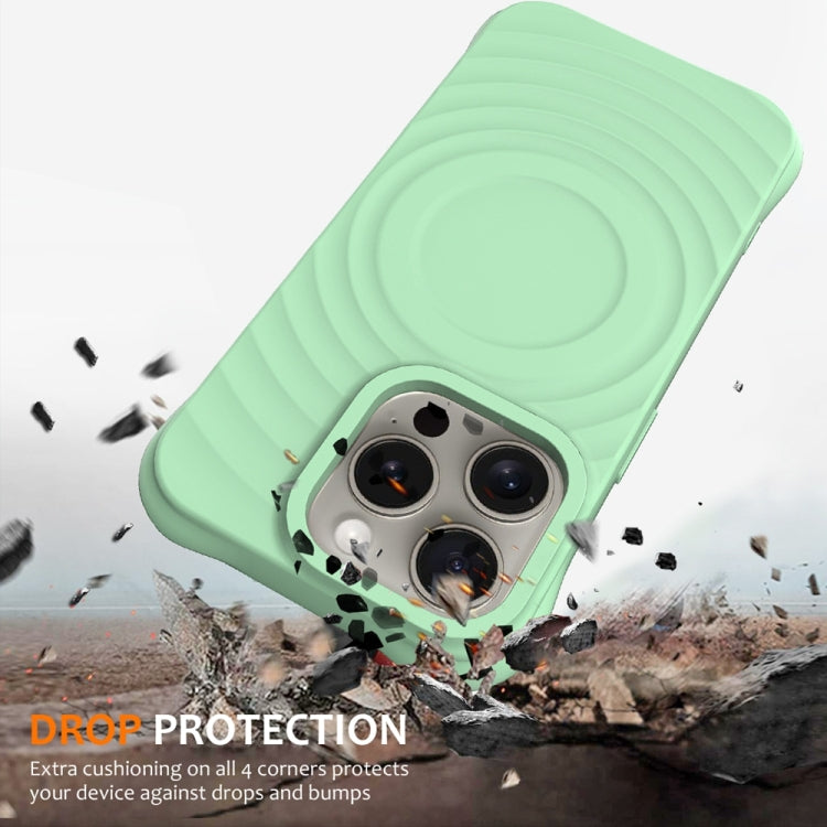 For iPhone 14 Pro Max Wave Texture MagSafe Magnetic Liquid Silicone Phone Case(Green) - iPhone 14 Pro Max Cases by buy2fix | Online Shopping UK | buy2fix