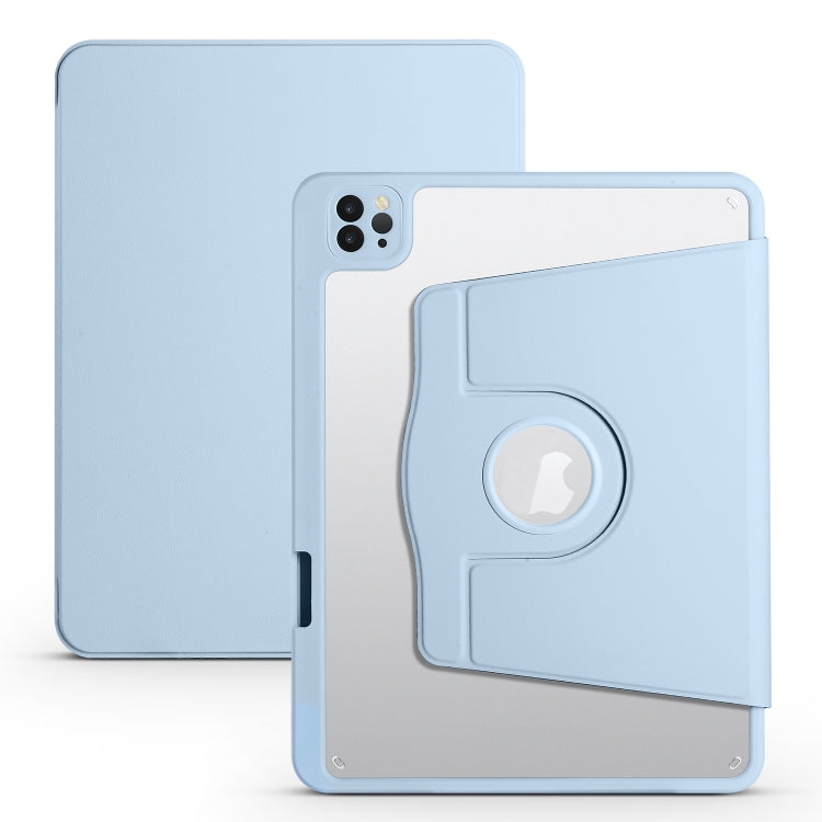 For iPad Air 11 2024 Acrylic 360 Degree Rotation Holder Leather Tablet Case(Ice Blue) - iPad Air 11 2024 Cases by buy2fix | Online Shopping UK | buy2fix