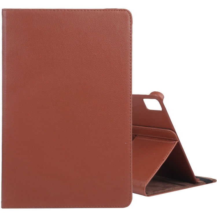 For iPad Air 11 2024 360 Degree Rotation Litchi Texture Leather Tablet Case with Holder(Brown) - iPad Air 11 2024 Cases by buy2fix | Online Shopping UK | buy2fix