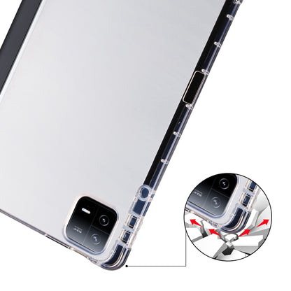 For iPad Air 13 2024 3-fold Clear TPU Smart Leather Tablet Case with Pen Slot(Black) - iPad Air 13 2024 Cases by buy2fix | Online Shopping UK | buy2fix