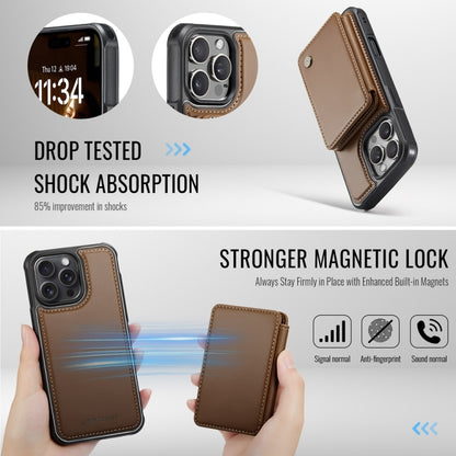 For iPhone 16 Pro JEEHOOD J05 Business Magnetic Style RFID Leather Phone Case(Brown) - iPhone 16 Pro Cases by JEEHOOD | Online Shopping UK | buy2fix