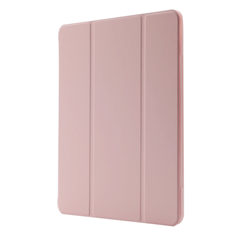 For iPad Air 11 2024 Skin Feel Tri-fold Leather Tablet Case with Pen Slot(Pink) - iPad Air 11 2024 Cases by buy2fix | Online Shopping UK | buy2fix