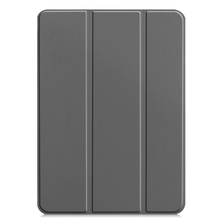 For iPad Pro 11 2024 Custer Pure Color 3-Fold Holder Smart Leather Tablet Case(Gray) - iPad Pro 11 2024 Cases by buy2fix | Online Shopping UK | buy2fix