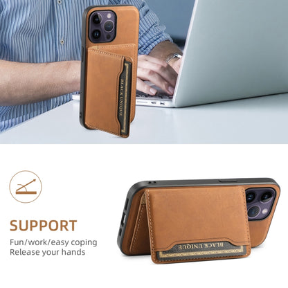 For iPhone 14 Pro Max Denior D13 Retro Texture Leather MagSafe Card Bag Phone Case(Brown) - iPhone 14 Pro Max Cases by Denior | Online Shopping UK | buy2fix