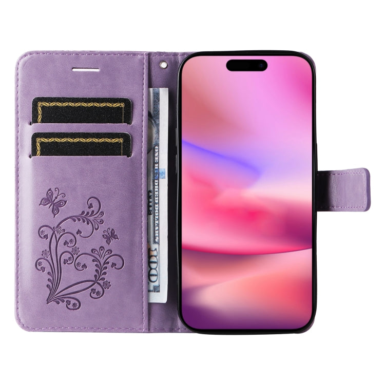 For iPhone 16 3D Butterfly Embossed Pattern Flip Leather Phone Case(Purple) - iPhone 16 Cases by buy2fix | Online Shopping UK | buy2fix