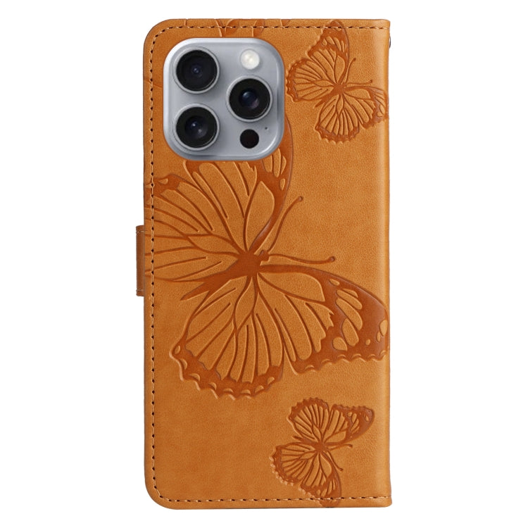 For iPhone 16 Pro Max 3D Butterfly Embossed Pattern Flip Leather Phone Case(Yellow) - iPhone 16 Pro Cases by buy2fix | Online Shopping UK | buy2fix