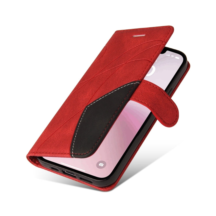 For iPhone SE 2024 Dual-color Splicing Flip Leather Phone Case(Red) - More iPhone Cases by buy2fix | Online Shopping UK | buy2fix