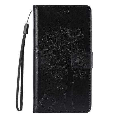 For iPhone 16 Pro Tree & Cat Embossed Pattern Flip Leather Phone Case(Black) - iPhone 16 Pro Cases by buy2fix | Online Shopping UK | buy2fix