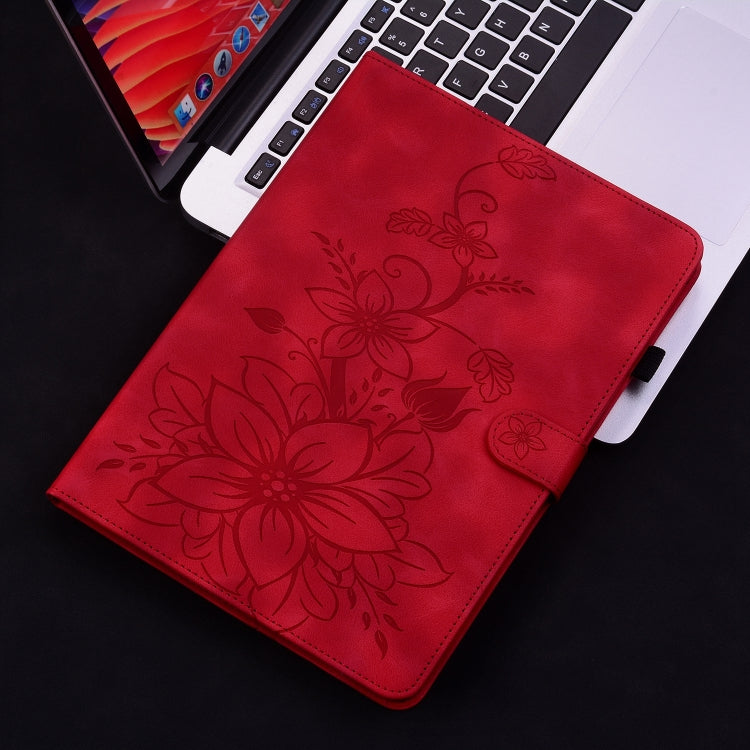 For Samsung Galaxy Tab A7 Lite 8.7 Lily Embossed Leather Tablet Case(Red) - Tab A7 Lite T220 / T225 by buy2fix | Online Shopping UK | buy2fix