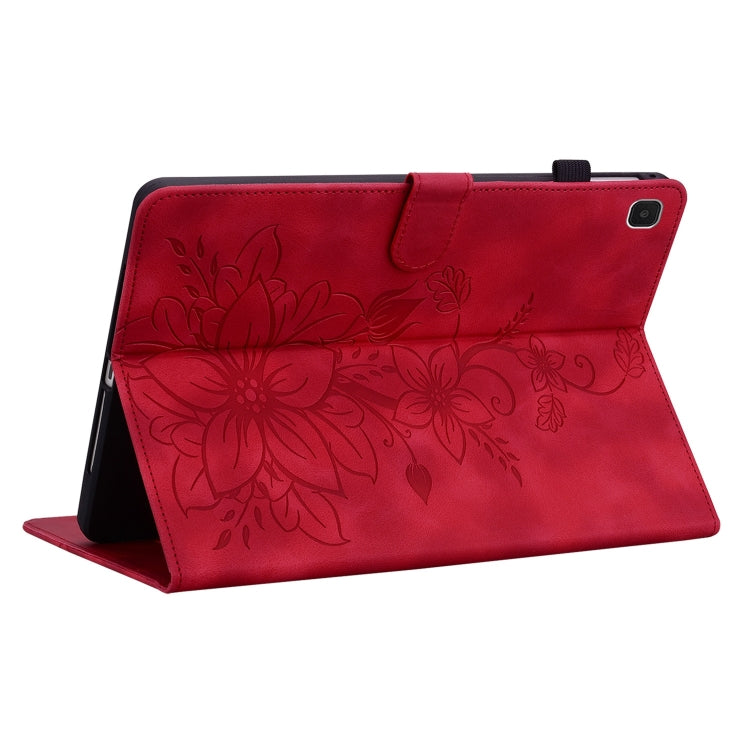 For Samsung Galaxy Tab A7 Lite 8.7 Lily Embossed Leather Tablet Case(Red) - Tab A7 Lite T220 / T225 by buy2fix | Online Shopping UK | buy2fix