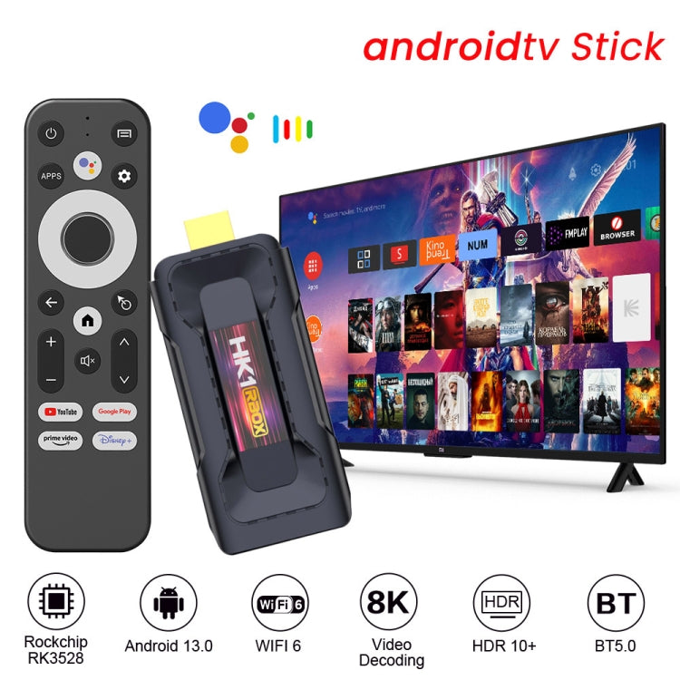 HK1 RBOX D8 RK3528 Android 13.0 Quad Core 8K HD Wifi6 Bluetooth TV Stick, RAM:2GB+16GB(UK Plug) - Android TV Sticks by buy2fix | Online Shopping UK | buy2fix