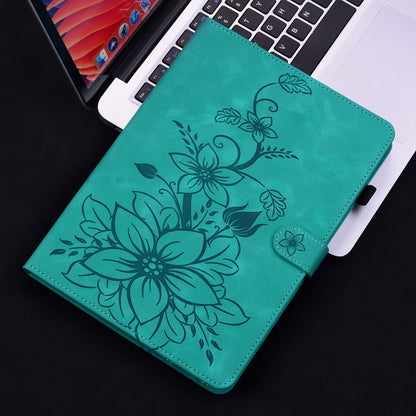 For Huawei MatePad SE 11 2024 Lily Embossed Leather Tablet Case(Green) - Huawei by buy2fix | Online Shopping UK | buy2fix