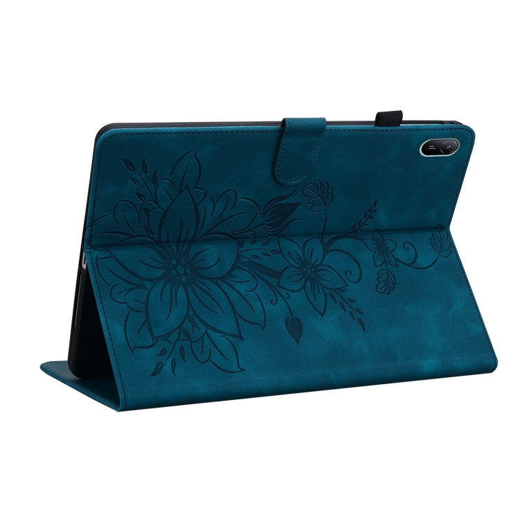 For Huawei MatePad SE 11 2024 Lily Embossed Leather Tablet Case(Dark Blue) - Huawei by buy2fix | Online Shopping UK | buy2fix