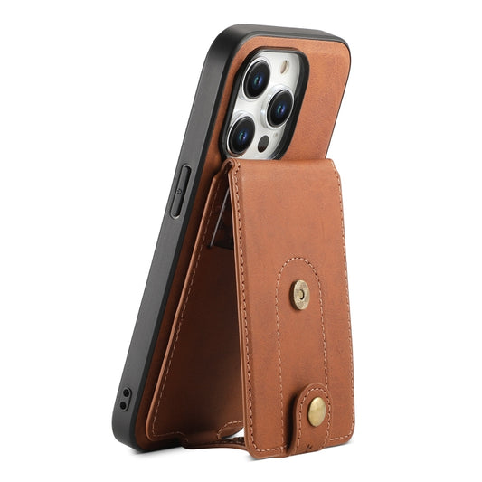 For iPhone 13 Pro Denior D14 NK Retro Pattern MagSafe Magnetic Card Holder Leather Phone Case(Brown) - iPhone 13 Pro Cases by Denior | Online Shopping UK | buy2fix