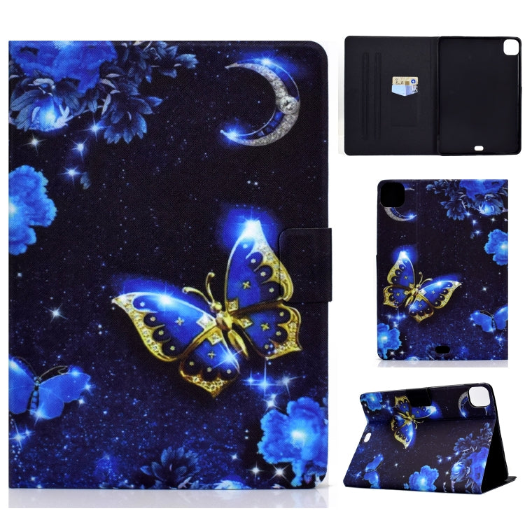 For iPad Pro 11 2024 Colored Drawing Horizontal Flip Tablet Leather Case(Blue Butterfly) - iPad Pro 11 2024 Cases by buy2fix | Online Shopping UK | buy2fix