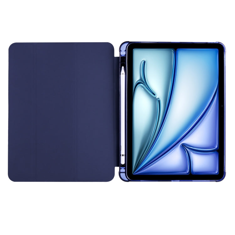 For iPad Air 11 2024 3-fold TPU Leather Smart Tablet Case with Pen Slot(Dark Blue) - iPad Air 11 2024 Cases by buy2fix | Online Shopping UK | buy2fix