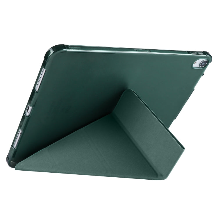 For iPad Air 11 2025 / 2024 Multi-folding TPU Leather Smart Tablet Case with Pen Slot(Pine Green) - iPad Air 11 2025 / 2024 Cases by buy2fix | Online Shopping UK | buy2fix