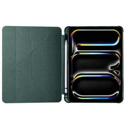 For iPad Pro 11 2024 Multi-folding TPU Leather Smart Tablet Case with Pen Slot(Pine Green) - iPad Pro 11 2024 Cases by buy2fix | Online Shopping UK | buy2fix