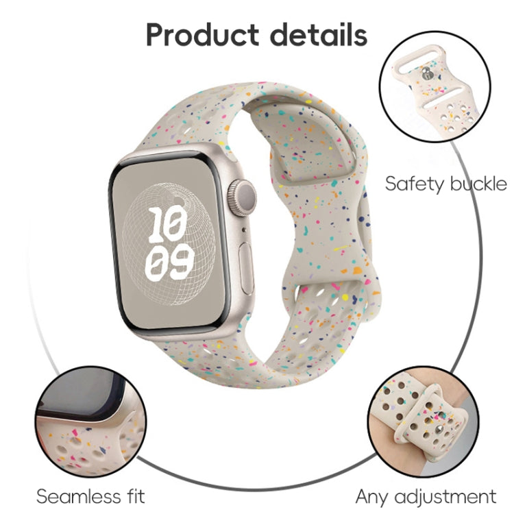 For Apple Watch Series 4 44mm Hole Style Butterfly Buckle Camouflage Silicone Watch Band(Light Blue) - Watch Bands by buy2fix | Online Shopping UK | buy2fix